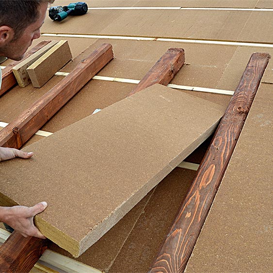 Isolamento in legno FiberTherm SD densità 160 kg/mc tetto
