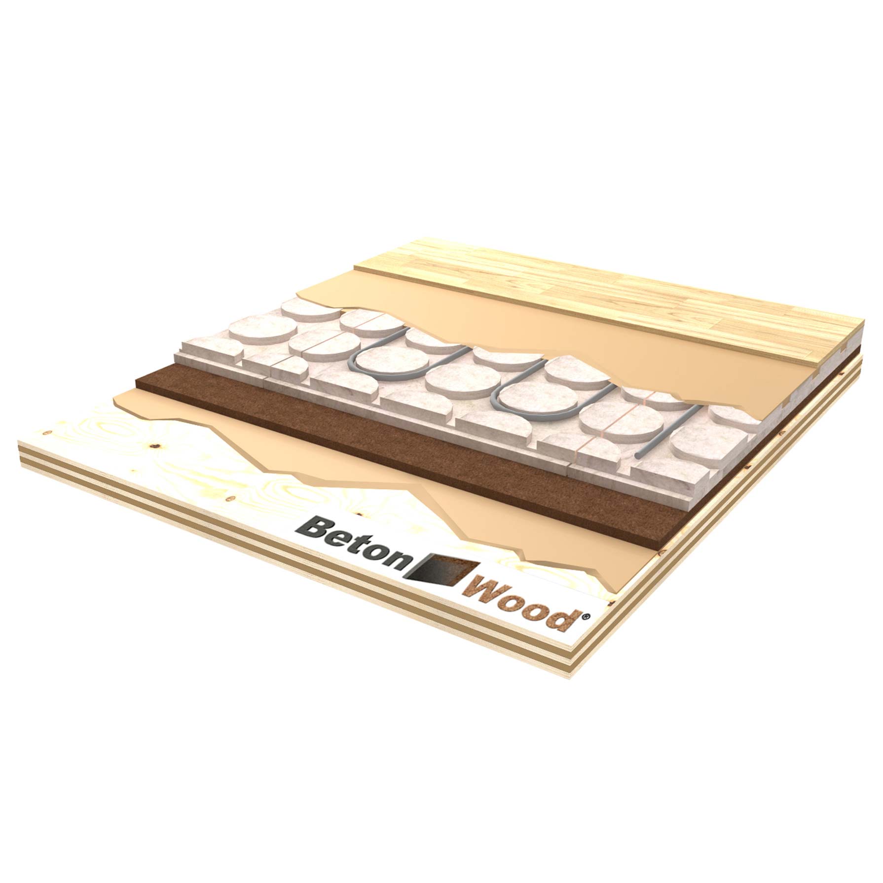 Massetto radiante con fibra di legno Base su solaio in legno