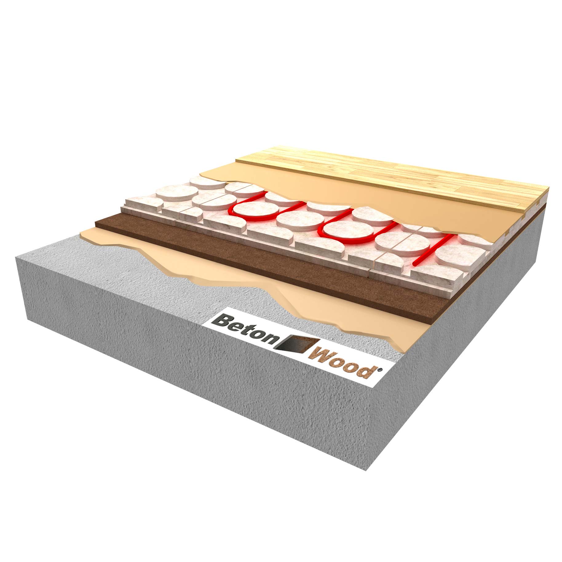Massetto radiante naturale con fibra di legno Base